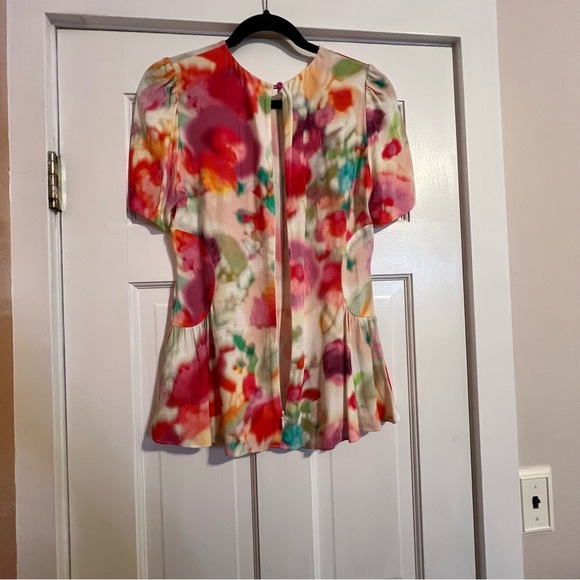 #160 KATE SPADE TULIP WATERCOLOR TIE DYE PELUM BLOUSE SIZE 8 - Picture 5 of 9